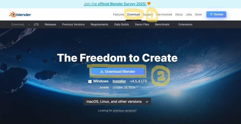 Blenderの公式サイト